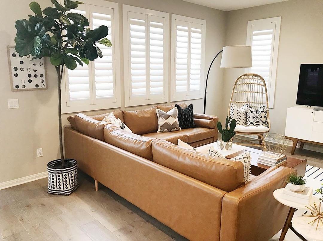 Comfortable living room with our Polywood shutters in St. George.